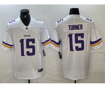 Men's Minnesota Vikings #15 Dallas Turner White 2024 Draft Vapor Untouchable Limited Football Stitched Jersey