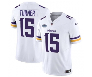 Men's Minnesota Vikings #15 Dallas Turner White 2024 With Draft Patch F.U.S.E Vapor Untouchable Limited Stitched Jersey