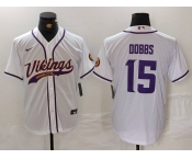 Men's Minnesota Vikings #15 Joshua Dobbs White Cool Base Stitched Baseball Jersey