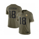 Men's Minnesota Vikings #18 Justin Jefferson 2022 Olive Salute To Service Limited Stitched Jersey