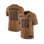 Men's Minnesota Vikings #18 Justin Jefferson 2023 Brown Salute To Service Limited Football Stitched Jersey