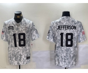 Men's Minnesota Vikings #18 Justin Jefferson 2024 Arctic Camo Salute To Service Limited Stitched Football Jersey