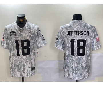 Men's Minnesota Vikings #18 Justin Jefferson 2024 Arctic Camo Salute To Service Limited Stitched Football Jersey