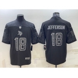 Men's Minnesota Vikings #18 Justin Jefferson Black Reflective Limited Stitched Football Jersey