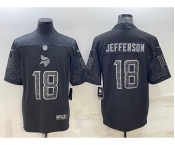 Men's Minnesota Vikings #18 Justin Jefferson Black Reflective Limited Stitched Football Jersey