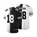 Men's Minnesota Vikings #18 Justin Jefferson Black V White Peace Split Vapor Untouchable Limited Football Jersey