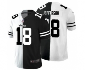 Men's Minnesota Vikings #18 Justin Jefferson Black V White Peace Split Vapor Untouchable Limited Football Jersey