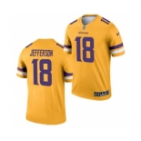 Men's Minnesota Vikings #18 Justin Jefferson Gold 2021 Inverted Legend Stitched Jersey