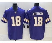 Men's Minnesota Vikings #18 Justin Jefferson Purple 2023 FUSE Vapor Limited Throwback Stitched Jersey