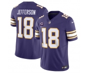 Men's Minnesota Vikings #18 Justin Jefferson Purple 2024 F.U.S.E. Throwback With 2-Star C Patch Vapor Limited Stitched Jersey