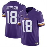 Men's Minnesota Vikings #18 Justin Jefferson Purple 2024 F.U.S.E. With 2-Star C Patch Vapor Limited Stitched Jersey