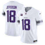 Men's Minnesota Vikings #18 Justin Jefferson White 2024 F.U.S.E. With 2-Star C Patch Winter Warrior Limited Stitched Jersey