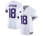 Men's Minnesota Vikings #18 Justin Jefferson White 2024 F.U.S.E. With 2-Star C Patch Winter Warrior Limited Stitched Jersey