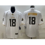 Men's Minnesota Vikings #18 Justin Jefferson White Golden Edition Limited Stitched Jersey