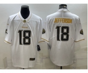 Men's Minnesota Vikings #18 Justin Jefferson White Golden Edition Limited Stitched Jersey