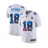 Men's Minnesota Vikings #18 Justin Jefferson White Multi-Color 2020 Football Crucial Catch Limited Football Jersey