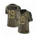 Men's Minnesota Vikings #19 Adam Thielen 2021 Olive Camo Salute To Service Limited Stitched Football Jersey