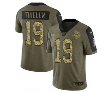 Men's Minnesota Vikings #19 Adam Thielen 2021 Olive Camo Salute To Service Limited Stitched Football Jersey