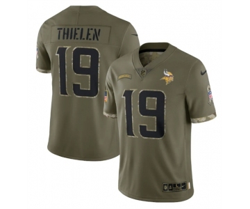 Men's Minnesota Vikings #19 Adam Thielen 2022 Olive Salute To Service Limited Stitched Jersey