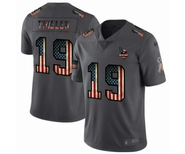 Men's Minnesota Vikings #19 Adam Thielen Limited Black USA Flag 2019 Salute To Service Football Jersey