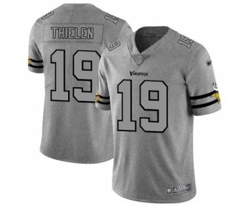 Men's Minnesota Vikings #19 Adam Thielen Limited Gray Team Logo Gridiron Football Jersey