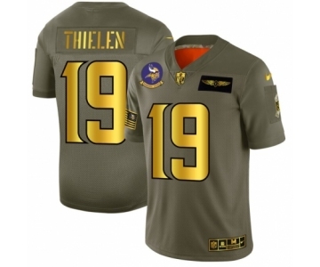 Men's Minnesota Vikings #19 Adam Thielen Limited Olive Gold 2019 Salute to Service Football Jersey