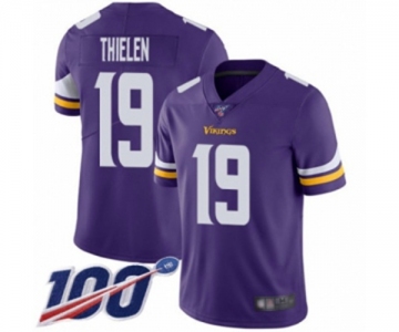 Men's Minnesota Vikings #19 Adam Thielen Purple Team Color Vapor Untouchable Limited Player 100th Season Football Jersey