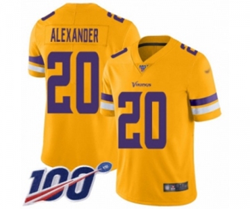 Men's Minnesota Vikings #20 Mackensie Alexander Limited Gold Inverted Legend 100th Season Football Jersey