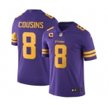 Men's Minnesota Vikings 2022 #8 Kirk Cousins Purple With 4-Star C Patch Rush Limited Stitched NFL Jersey