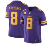 Men's Minnesota Vikings 2022 #8 Kirk Cousins Purple With 4-Star C Patch Rush Limited Stitched NFL Jersey