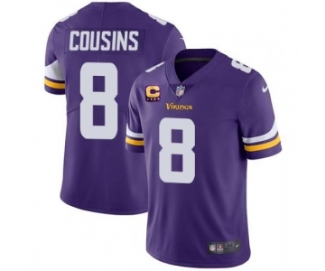 Men's Minnesota Vikings 2022 #8 Kirk Cousins Purple With 4-Star C Patch Vapor Untouchable Limited Stitched NFL Jersey