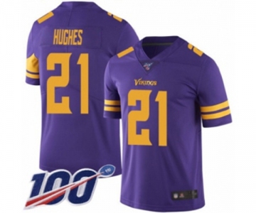 Men's Minnesota Vikings #21 Mike Hughes Limited Purple Rush Vapor Untouchable 100th Season Football Jersey