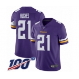 Men's Minnesota Vikings #21 Mike Hughes Purple Team Color Vapor Untouchable Limited Player 100th Season Football Jersey