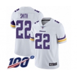 Men's Minnesota Vikings #22 Harrison Smith White Vapor Untouchable Limited Player 100th Season Football Jersey