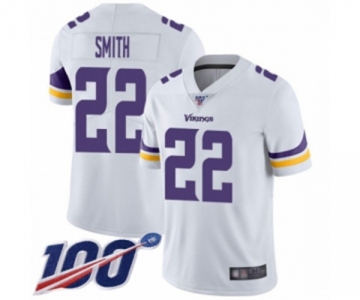 Men's Minnesota Vikings #22 Harrison Smith White Vapor Untouchable Limited Player 100th Season Football Jersey