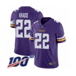 Men's Minnesota Vikings #22 Paul Krause Purple Team Color Vapor Untouchable Limited Player 100th Season Football Jersey