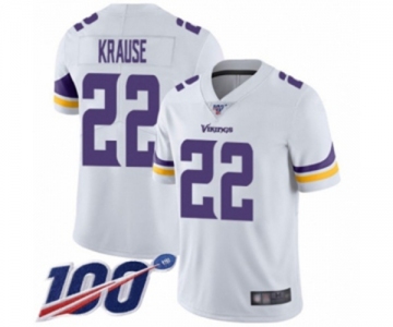 Men's Minnesota Vikings #22 Paul Krause White Vapor Untouchable Limited Player 100th Season Football Jersey