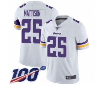 Men's Minnesota Vikings #25 Alexander Mattison White Vapor Untouchable Limited Player 100th Season Football Jersey