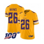 Men's Minnesota Vikings #26 Trae Waynes Limited Gold Inverted Legend 100th Season Football Jersey