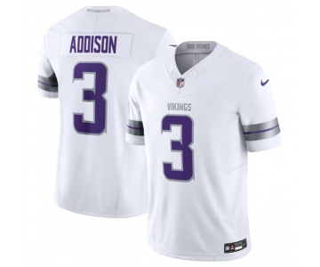 Men's Minnesota Vikings #3 Jordan Addison White F.U.S.E. Winter Warrior Limited Football Stitched Jersey