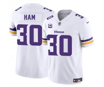 Men's Minnesota Vikings #30 C.J. Ham White 2024 F.U.S.E. With 4-Star C Patch Vapor Untouchable Limited Stitched Jersey