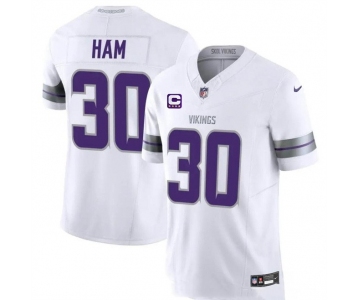 Men's Minnesota Vikings #30 C.J. Ham White 2024 F.U.S.E. With 4-Star C Patch Winter Warrior Limited Stitched Jersey