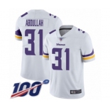 Men's Minnesota Vikings #31 Ameer Abdullah White Vapor Untouchable Limited Player 100th Season Football Jersey