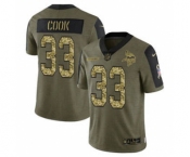 Men's Minnesota Vikings #33 Dalvin Cook 2021 Olive Camo Salute To Service Limited Stitched Football Jersey