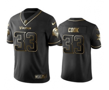 Men's Minnesota Vikings #33 Dalvin Cook Black Golden Edition Limited Stitched Football Jersey