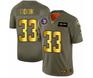 Men's Minnesota Vikings #33 Dalvin Cook Limited Olive Gold 2019 Salute to Service Football Jersey