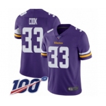 Men's Minnesota Vikings #33 Dalvin Cook Purple Team Color Vapor Untouchable Limited Player 100th Season Football Jersey