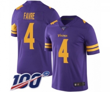 Men's Minnesota Vikings #4 Brett Favre Limited Purple Rush Vapor Untouchable 100th Season Football Jersey