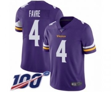 Men's Minnesota Vikings #4 Brett Favre Purple Team Color Vapor Untouchable Limited Player 100th Season Football Jersey