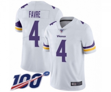 Men's Minnesota Vikings #4 Brett Favre White Vapor Untouchable Limited Player 100th Season Football Jersey